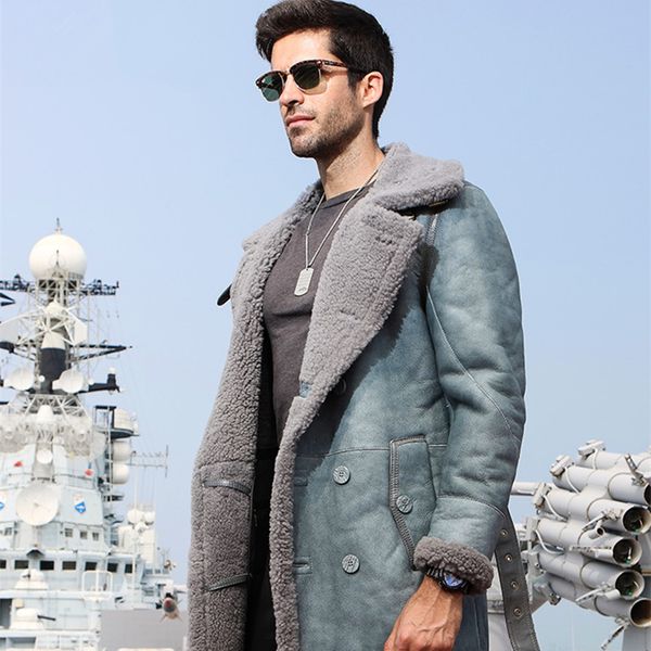 

shearing genuine leather sheep winter men real fur coat natural wool jacket for mens clothing casaco 927 yy927, Black