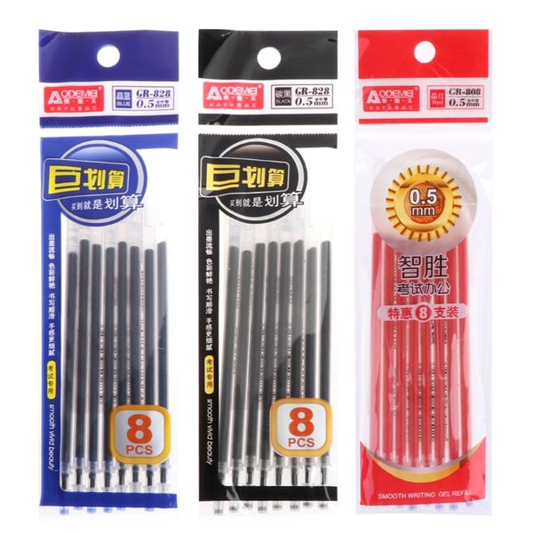 

8pcs/set 0.5mm tip gel ink pen refills smooth writing study office supplies