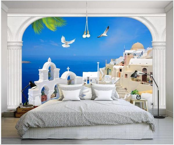 

wdbh 3d wallpaper custom p roman column aegean architecture scenery living room home decor 3d wall murals wallpaper for walls 3 d