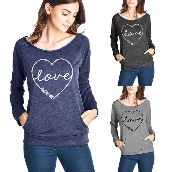 

bofute new autumn women's clothing love letter raglan sleeve t-shirt casual sweatshirt wq035, Black