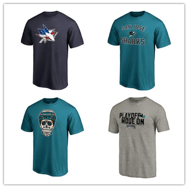 

new men's san jose sharks t-shirts sport jersey designer hockey jersey sports outdoor short shirts black gray white printed logos