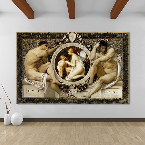 

hdartisan figure painting wall art pictures for living room canvas art oil painting home decor idylle 1884 klimt gustav