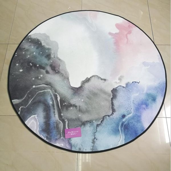 

demissir abstrac watercolor foggy mountain printed round carpet for kids home living room non-slip rugs tapete para sala