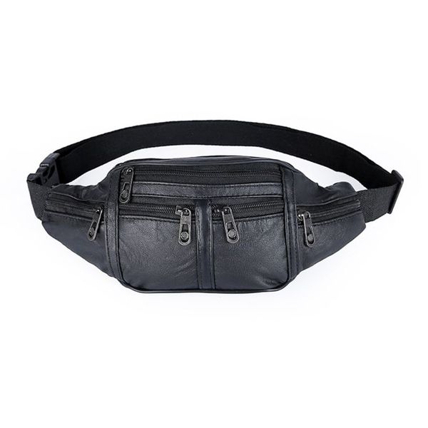 

mens multi-functional pu leather waist pack bag fanny pack for hiking running travel