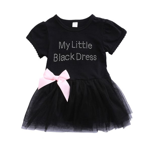 

2019 New Baby Girl Dress Kids Girls Black Lace Tutu Tulle Clothes Short Sleeve Bowknot Ball Gown Dresses Summer Princess Dresses