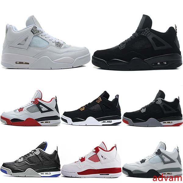 

mens 4 4s basketball shoes bred fire red pure money royalty men sports military blue trainer sneakers size 41-47