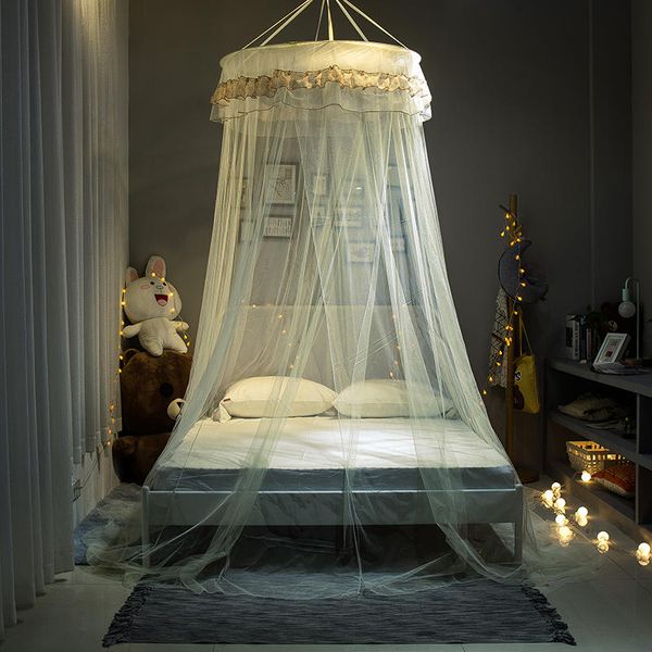 

hanging dome mosquito net 360Â° rotation bed canopy romantic yarn bed valance anti-mosquito home textiles decor bedcover curtain