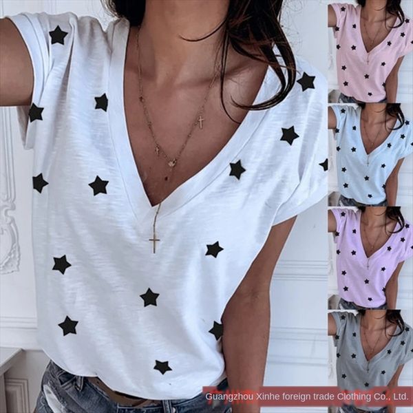 

2020 simple v-neck printed t-shirt all-match female 2020 simple v-neck printed t-shirt all-match female, White