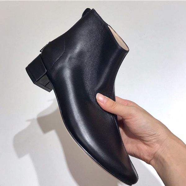 

new style black women ankle fashion boots genuine leather q40