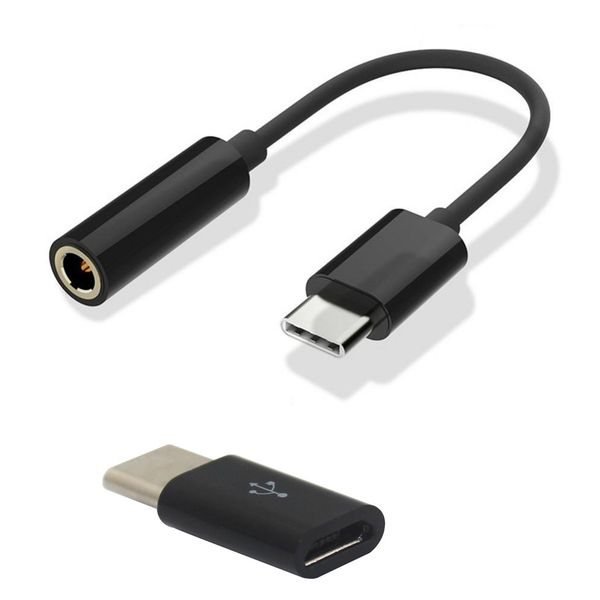 

usb 3.1 type-c to micro usb data charging adapter +type-c usb to 3.5mm audio cable