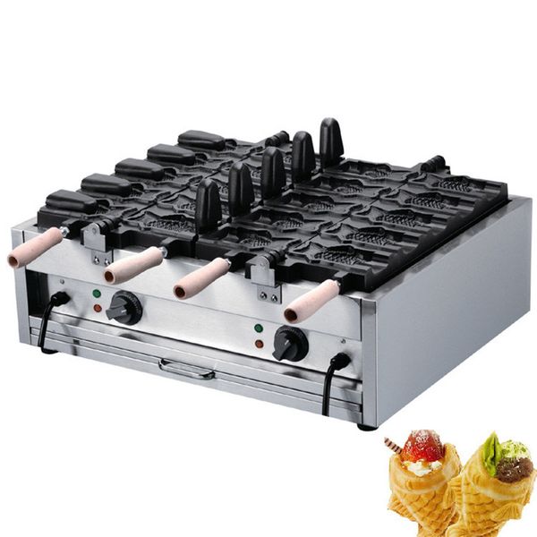 Beijamei fornecimento de fábrica máquina de taiyaki para enchimento de sorvete/máquina de fazer cone de waffle em forma de peixe/máquina elétrica de taiyaki