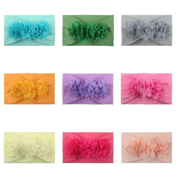 

big chiffon flower soft nylon headbands for newborns infants toddler kids children hair accessories 13 styles cute floral hairbands, Slivery;white