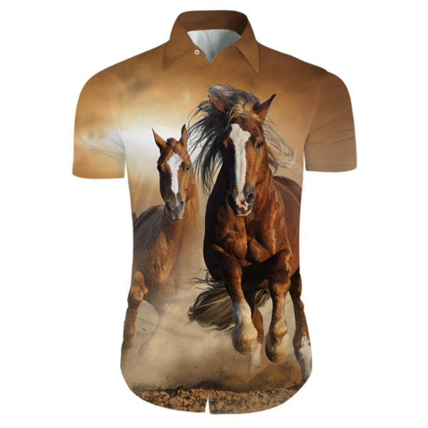 

kissqiqi new pattern mustang 3d printed short sleeve shirt european and american style men's short sleeve shirt maximum size 5xl, White;black