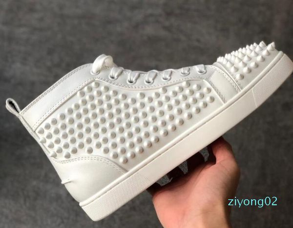 

new designer shoes studded spikes fashion red suede leather mens womens flat bottoms luxury shoes party lovers sneakers 36-44 with box z02, Black