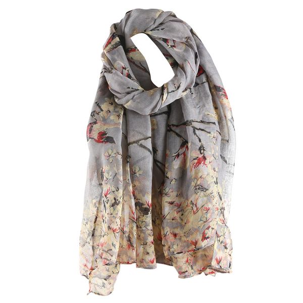 

elegant ladies scarf floral bird printed women long scarf and shawl female fashion design hijab bufanda mujer#h15
