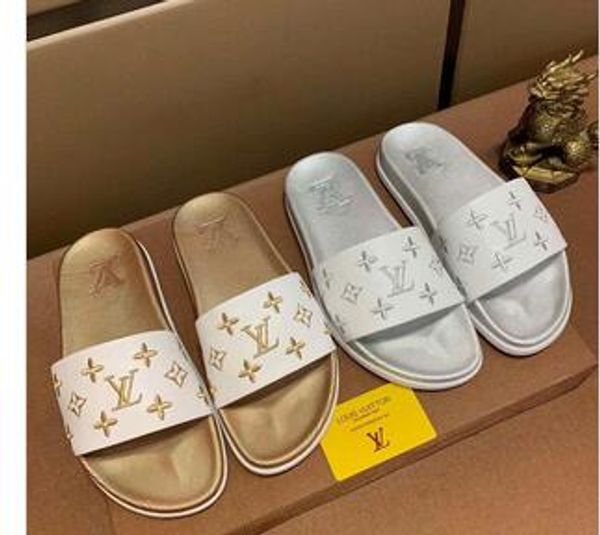 

designerrubber slides sandal blooms silver gold web fashion mens womens shoes beach flip flops with flower box duty bag ggslippers 35-42, Black