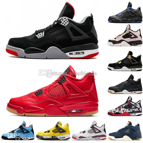 

wholesale bred 4 4s what the travis scotts cactus jack laser wings mens basketball shoes pale citron kaws men sport designer sneakers