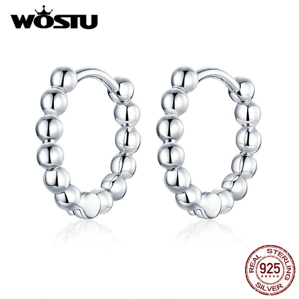 

wostu 100% real 925 sterling silver circle earrings with litter cute ball fashion silver & gold color earring for women gift, Golden;silver