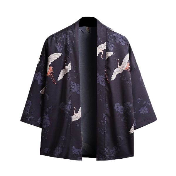 

2019 summer chinese style kimono jacket cool japanese cardigan coat hiphop embroidery streetwear open stitch thin coats m-5xl, Black;brown
