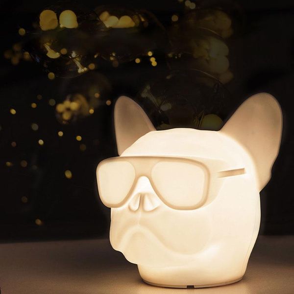 

brelong usb зарядный night light dog head бульдог rgb атмосферный light touch sensor sound control переключатель белый