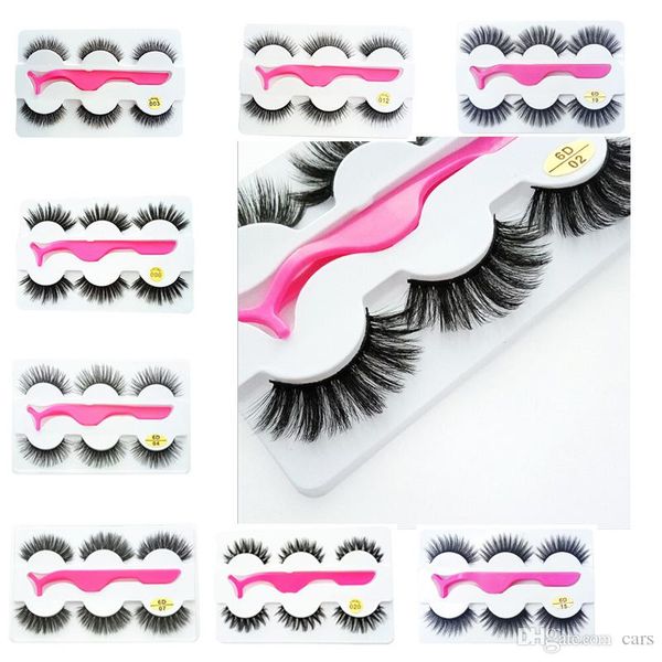 

3pairs/set 3d false eyelashes thick long eyelash eye makeup eyelash extension eye lashes with eyelash clip applicator wholesale