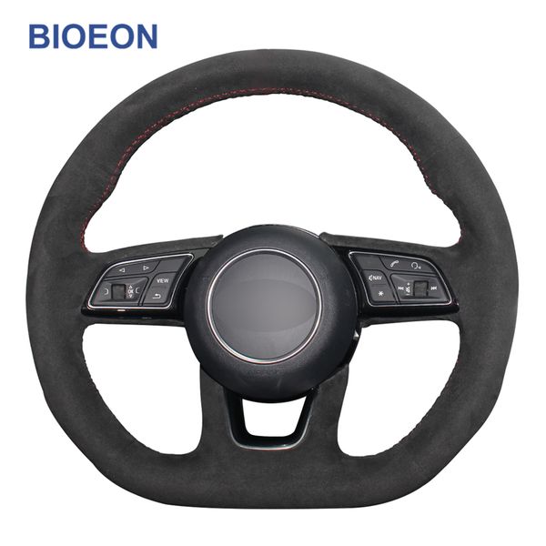 

hand-stitched black synthetic suede steering wheel cover for a1 (8x) sportback a3 s3 (8v) a5 s5 (f5) a4 s4 4 avant (b9