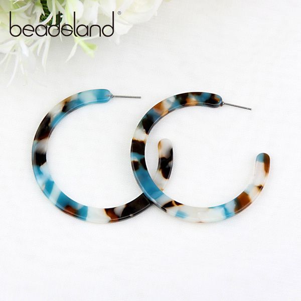 

beadsland acetic acrylic colorful hoop earrings c shapped design fashion bohemia woman girl party festival sell gift 40185, Golden;silver