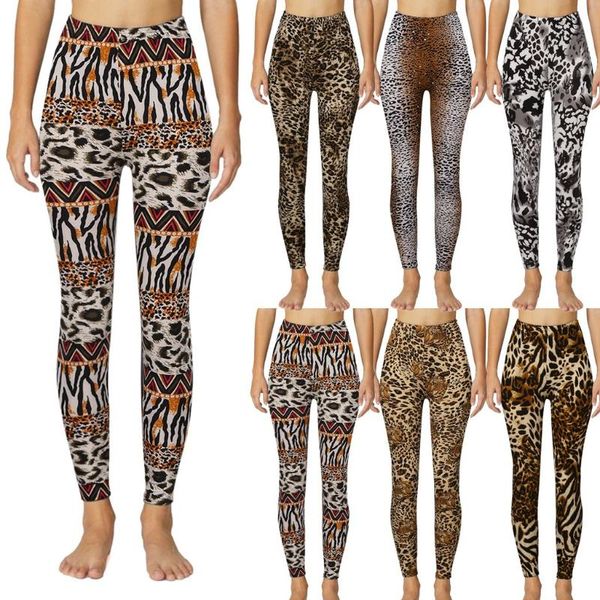 

summer women's animal printed yoga pants fitness tights sports casual leggings stretch sports nine-point pants yoga, White;red