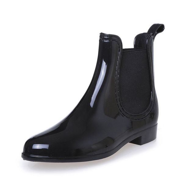 

new rubber boots for women pvc ankle rain boots waterproof trendy jelly women boot elastic band rainy shoes woman 448, Black