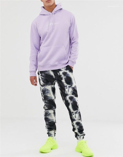 

slim pants skinny elastic waist pancil pants casual streetwear full length homme clothing mens digital print, Black