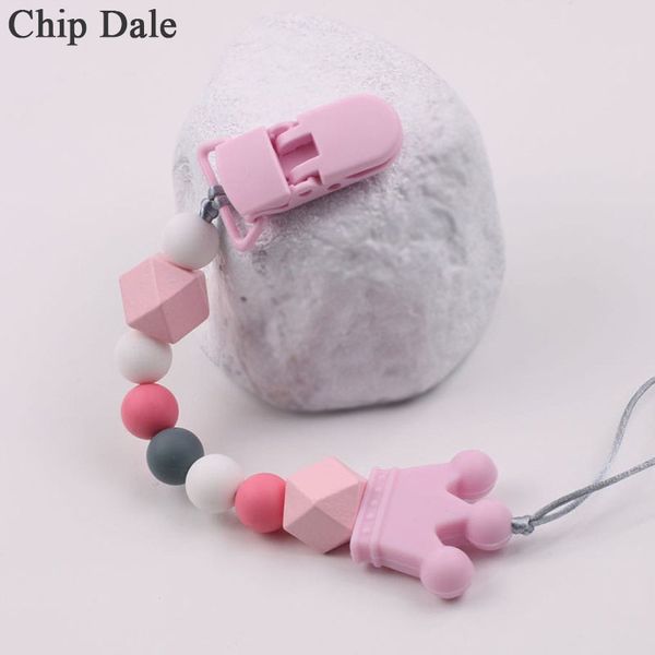 

chip dale wood and silicone beads baby pacifier clip chain infant anti-drop chains baby chew teether toys dummy clip