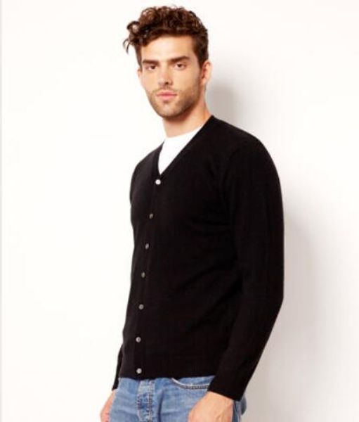 

100%cashmere black sweater men's fashion purple cardigan v-neck warm winter natural fabric extra soft ing, White;black