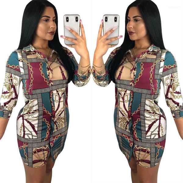 

дизайнер рубашка платье весна лето одежда мода повседневные платья однобортный одежда для женщин большие цепи, Black;gray