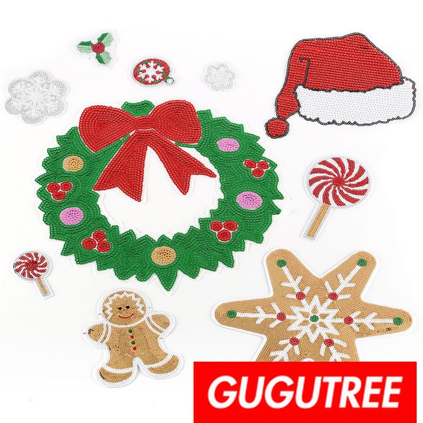 

gugutree sequins embroidery big merry christmas patches christmas patches badges applique patches for clothing bp-606, Black