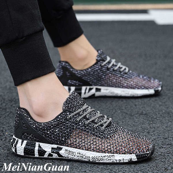 

light flat sneakers for men low mesh breathable running shoes large size hollow men's sport shoes summer beach surf male shoe a1