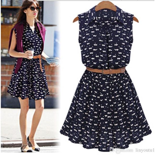 

women summer clothes summer print vestidos women casual bohemian floral sleeceless vest slim beach chiffon v-neck dress vintage, Black;gray