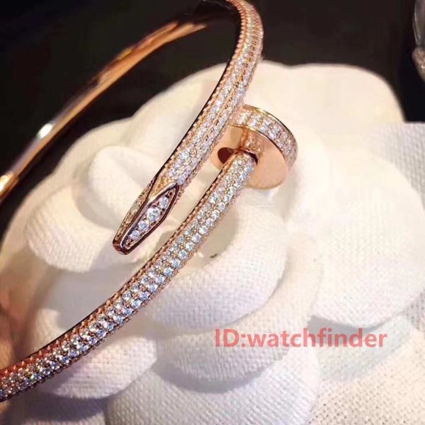 

Luxury de igner jewelry ilver ro e gold men women diamond iced out nail bracelet chain ju te un clou bangle