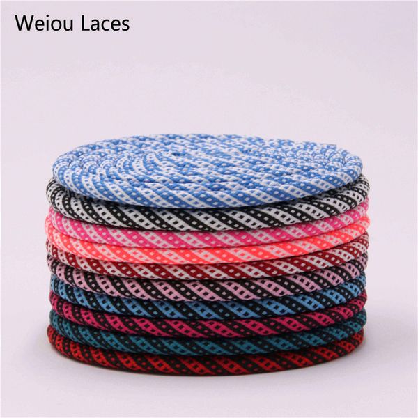 

weiou 0.5cm round round twill checkered laces polyester rope laces women men sneaker shoestring for shoes clothing, White;pink