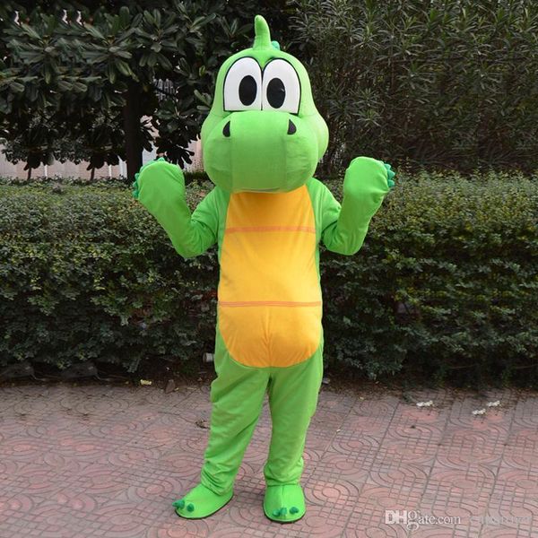 

green dragon dinosaur mascot costume cartoon clothing pink suit size fancy dress party factory direct ing, Red;yellow