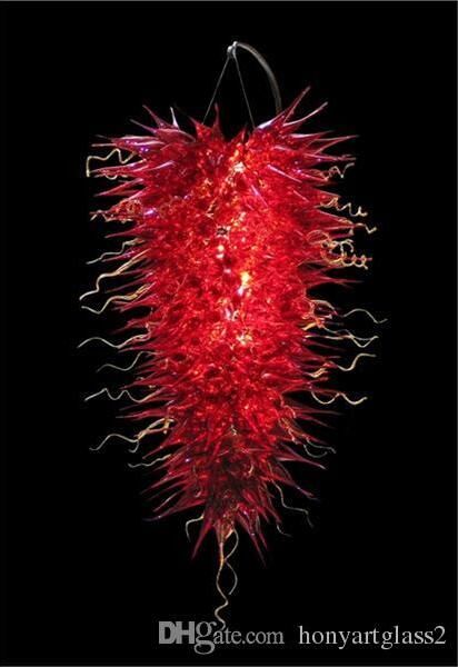

100% mouth blown borosilicate glossy red colored luxury large hanging chandelier style murano glass pendant lamps
