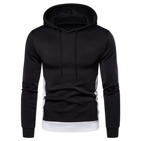 

men's fashion hoodie sweatershirt splicing pullover long sleeve casual sport style pocket hooded sweatershirt slim shirtl5010920, Black