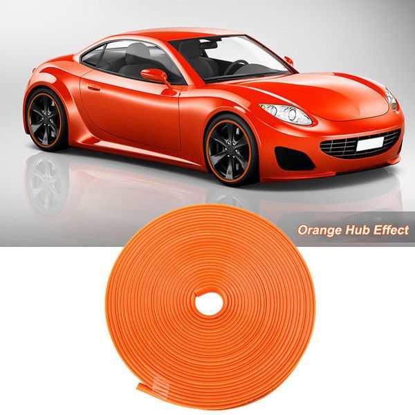 

8m car wheel hub rim edge protector ring tire strip guard rubber sticker orange