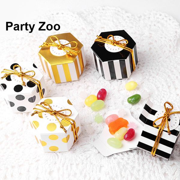 

1000 x polka stripe wedding chocolate honey comb gift boxes baby shower birthday mini hexagon souvenir cookie box