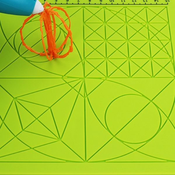 

green 3d pen accessory silicone mat drawing board children tools with 2 finger caps educational kids template, Black;red