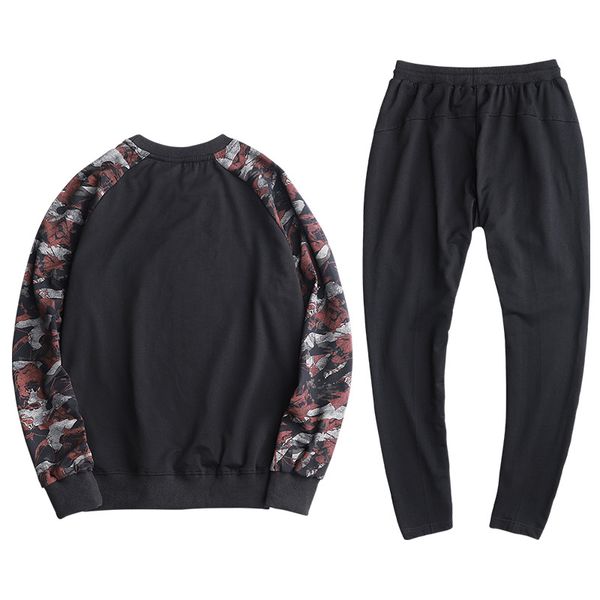 

9xl men sport suit spring autumn casual jogger running outfit set letter printed loose male sportswear tracksuit sweatshirt+pant, Black;blue