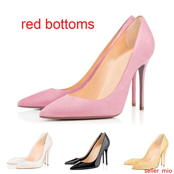 

with luxury designer women shoes high heels 8cm 10cm 12cm nude black red pink leather pointed toes pumps dress shoe