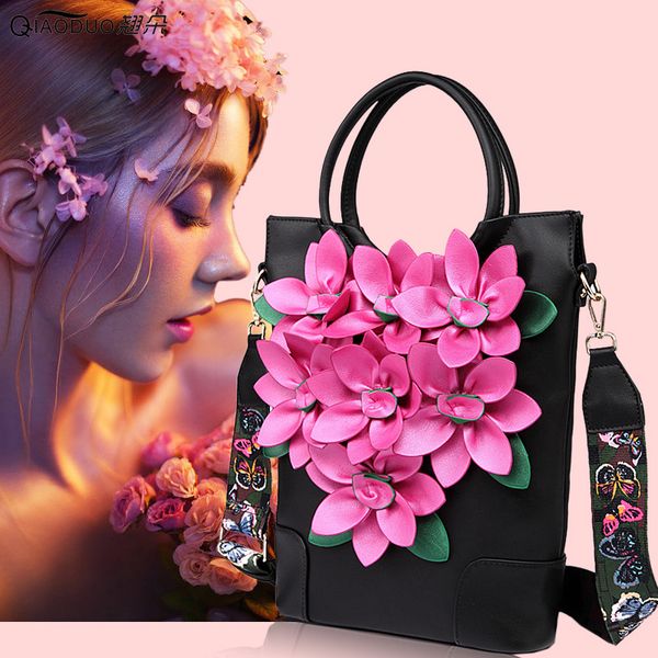 

qiaobao 2020 new female flower bag national wind embroidery retro flower handbag shoulder bag quality leather travel totes