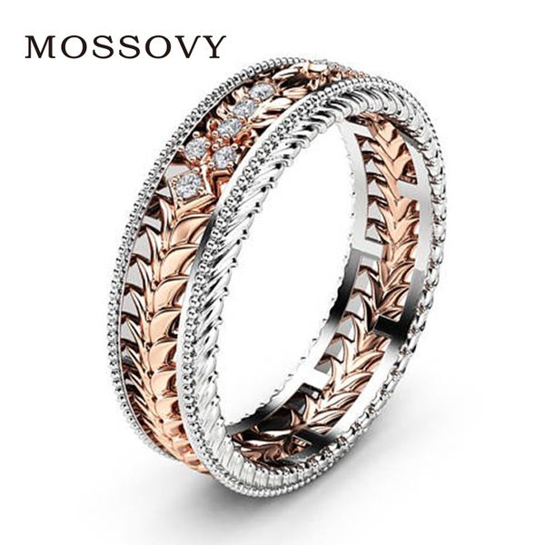 

mossovy zircon rose gold ring wedding rings for women accessories cubic zirconia ring fashion jewelry bague femme anillos mujer, Slivery;golden