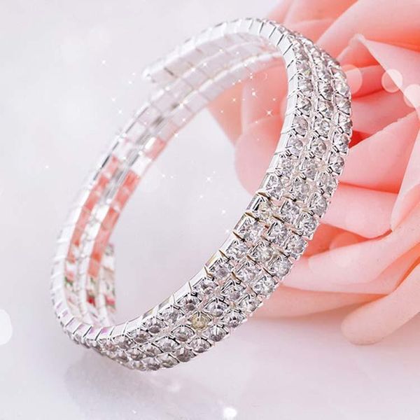 

Fashion Crystal Bridal Bracelet Cheap In Stock Rhinestone Free Shipping Wedding Accessories One Piece Silver Factory Sale Bridal Jewelry