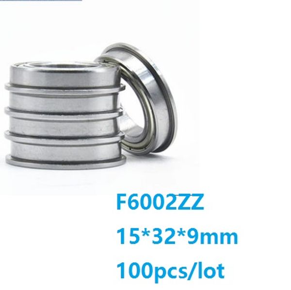 100 pçs / lote F6002ZZ F6002ZZ Z600 F6002Z F6002-ZZ 15x32x9mm flange de cobertura de Metal rolamento de esferas profundo sulco 15 * 32 * 9mm